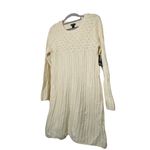 New Directions Chunky knit ivory‎ cable knit sweater dress Sz L Size L Photo 3