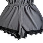 Contempo Casuals VTG 90s  Gray Long Sleeve Shorts Romper Black Lace Women’s S Photo 4