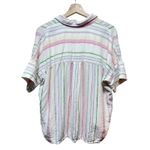 Madewell Linen-Blend Daily Shirt Button Up Sz M Rainbow Stripe Boxy Oversized Photo 2
