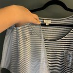 Avenue Women's Size 30 Black Striped 3/4 Sleeve Top Sequin Pocket Photo 3