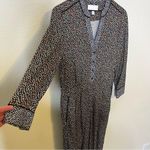 Anthropologie Ett:Twa Printed Jumpsuit Long Sleeve Silken Silk Blend Size 8 Photo 3