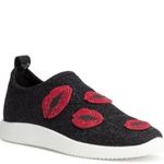 Giuseppe Zanotti Natalie Red Lip Crystal Sneakers Black Glitter Slip-On 36.5 GUC Photo 2