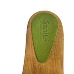 Sanita Danish Clogs Womens 9 Blue Green Suede Wood Heel Slide Sandals 3D Flowers Photo 8