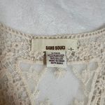 Sans Souci  Sleeveless Scoop Neck Sheer Mesh Tank Size S Crochet Trim Boho Casual Photo 3
