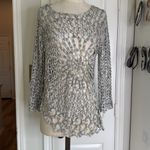 Tempo Paris Y2k vintage asymmetrical crochet metallic bell sleeve blouse Photo 1