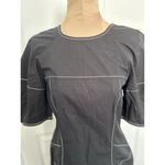 Madewell Jinni Dress Short Puff Sleeve Drop Waist Top Stitching Accent Black 4 Photo 2