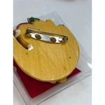 Vintage Christmas Bear Pin Brooch With Santa Hat & Moon Design Yellow Photo 4