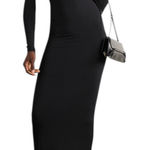 SKIMS - Soft Lounge Ribbed Stretch-Modal Maxi Dress Onyx Black Sz L Photo 0