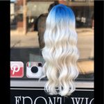 Blue wig 2021 Beach Waves Wigs Birthday Party Wig Photo 4