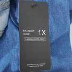 American Bazi Cropped Denim Jacket Size 1X NWT Scrunched Sleeve Jean Jacket Photo 6