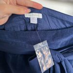 Garnet Hill  • navy blue corduroy skirt lace hem bow waist sash belt a-line mini Photo 2