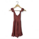 Sincerely Jules XS Rust Ruffle Dress Boho Crochet Waistline Festival Western Brown Photo 2