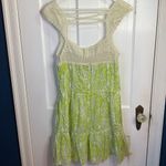 Free People  Floral Coastline Cottagecore Crochet Lime Dress Rare W-688 Sz 2 Photo 5
