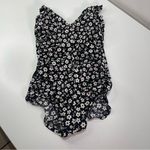 Vtg Gabar 12 Daisy Floral Ruffle Ruched Coquette Black White Bathing Swimsuit Photo 1