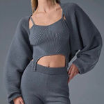 Alo Yoga Denim Knit Shawl Steel Grey/Anthracite XS/S Photo 0