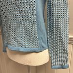 Tory Burch Honeycomb Open Knit Long Sleeve Pullover Sweater Light Blue Medium M Photo 8