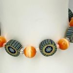 Orange Floral Beaded Stretch Bracelet Photo 4