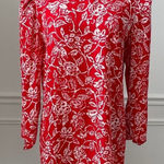Vintage 80s St Gillian 100% Silk Red White Shift Dress Pouf Sleeve 10 M Photo 0