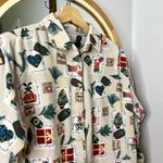 Christopher & Banks Vintage  Christmas patterned ribbed corduroy button up shirt Photo 1