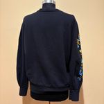 Drew  Black Sweatshirt with Blue and Gold Floral Embroidery Photo 4