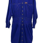 Liz Claiborne Women's Vintage  Shirt Dress Western Style‎ Blue Corduroy Midi 90's Photo 0