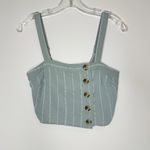 Sky And Sparrow Linen Crop Tank Top Green Size Small Adjustable Photo 2