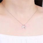 Boutique 925 Sterling Silver necklace double pendant minimalist angel wings  Photo 1