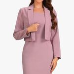 Allegra K NEW Dusty Pink Blazer Career Suit Set Blazer Sleeveless Dress XL Photo 0