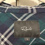 Rails BIANCA BUTTON DOWN GREEN BLUE PLAID TUNIC FLANNEL SHIRT-DRESS S Photo 4