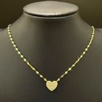 925 Gold Over Silver Vermeil Pave Heart Pendant Twisted Chain Necklace 2.2g. Photo 2