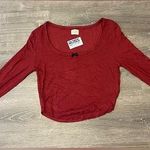 Urban Nation Long Sleeve Red Top Shirt Juniors Size XL Bow Stretch NWT Cute Photo 0
