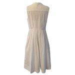 J.Crew  Eyelet Lace Sleeveless Tea Length Button Down Dress White Lined size 12 Photo 6