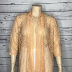 Shannon Ford New York Size 1X Peachy Pink Lace Open Front Cardigan Jacket Photo 1