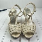 Adrianna Papell White Braided Cork Wedges Size 8M Photo 3