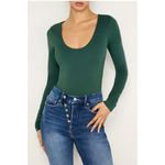 Good American Bodysuit Womens Large Dark Pine Green Scuba Scoop Neck Photo 2