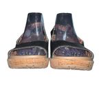 Crocs Sandals Womens Black Leather A Leigh Slingback Cork Wedge Heel 11848 US 10 Photo 2