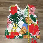 Talbots Women's V-Neck Sweater cap sleeved Multicolor Tropical Print Size LP Tie Photo 5