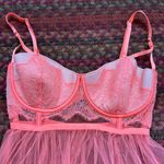 Victoria's Secret  NEON PINK PEACH BABY DOLL SHEER MESH LINGERIE TOP SLIP Photo 5