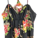 American Eagle  Mini Dress Racerback V Neck Babydoll Floral Black 2 Photo 1