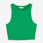 H&M NWT Kelly Green Ribbed Crop Top Photo 0