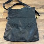 Tory Burch Dena Fold Over Black Distressed Leather Crossbody Purse Bag Photo 3