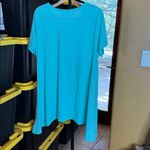 LuLaRoe NWOT  Melissa Aqua Blue Shark-bite Hem Tunic Top Size XL Photo 4