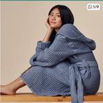 Huckberry Onsen Waffle Knit 100% Supima Cotton Hooded Robe Large Blue Photo 0