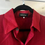 850 Eskandar Button Up Long Sleeve Shirt Jacket Size 0 Color Red Linen Photo 1