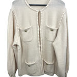 J.Crew Odette Sweater Lady Jacket Cardigan Boucle XL Ivory BM246 Cottage Wool White Photo 0
