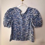 Free The Roses  Embroidered Eyelet With Puff Sleeves Top Size S Photo 2