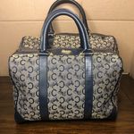 CELINE Navy Blue and Grey Monogram Boston Carry On Overnight Travel Bag 30cm Photo 0