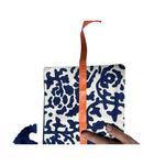 Two’s Company‎ Blue White Cotton Tassel Pouch Bag Embroidered 11.5x8 Photo 3