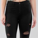 Hollister Curvy High Rise Jean Legging Skinny Black Stretch Distressed Denim Photo 1