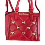 Juicy Couture NWT Red Quilted Mini Tote with Gold Heart Studs Crossbody Bag Photo 3